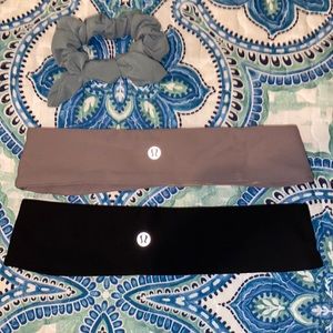 RARE Brand new Lululemon active blue/green scrunchie and black & Mauve headband